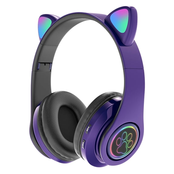 Wireless Bluetooth Over-Ear Stereo Foldable Headphones, Wired Headsets with Built-in Microphone for iPhone, PC,Purple
