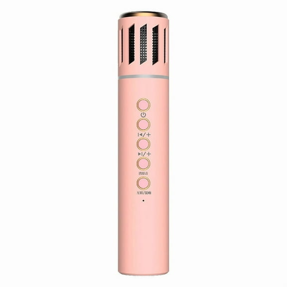 Wireless Bluetooth Portable Hand-Held Mic for Home KTV Audio Conference Noise Reduction Colorful Light New Karaoke Pink