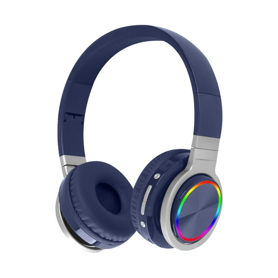 Wireless Bluetooth Portable Headphones with Microphone, Volume Reduced to Protect Hearing Rechargeable Battery, Adjustable Kids Headband for School Home or Travel,Blue