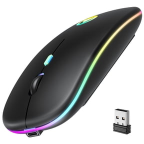 Wireless Bluetooth Rechargeable Mouse, Silent 2.4G USB-C Mouse with LED Lights, Compatible with MacBook, iPad, Laptop - Matte Black