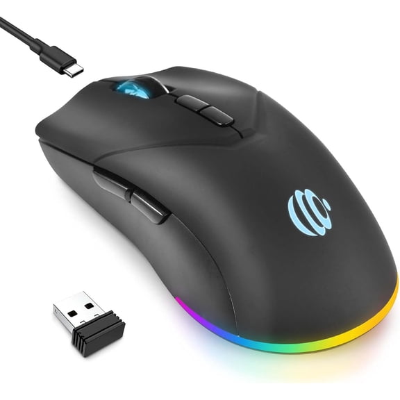 Wireless Bluetooth , Rechargeable USB Optical , 3 Adjustable DPI, LED Silent Dual Mode(Bluetooth 5.2 and 2.4G) Wireless for Laptop, PC, MacIpadWide Compatibility. (Black)