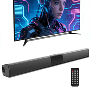 Wireless Bluetooth Soundbar with Subwoofer, 4 Speaker Surround System, 2000mAh Battery, FM Radio, TF Card, AUX Input, Remote Control for TV, Home Theater, PC