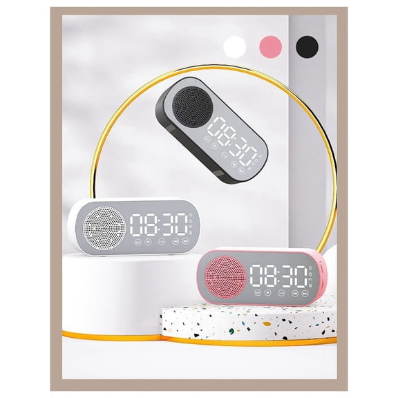 Wireless Bluetooth Speaker Clock Radio Dual Alarm Support TF Card Digital Alarm for Home Black