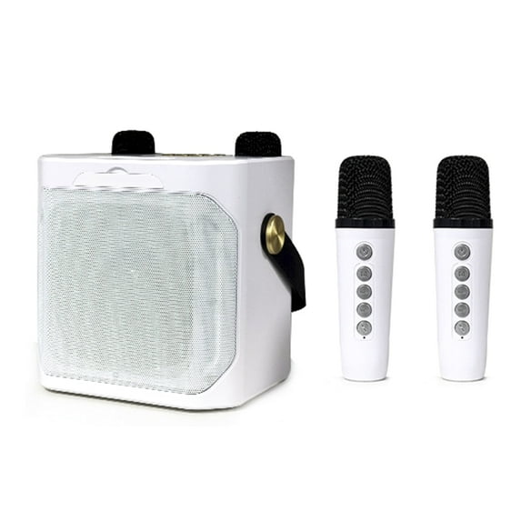 VIPQV Karaoke Machine, Portable Bluetooth Karaoke Speaker with 2 Wireless Microphones, Dual Microphone Chorus, Supports TWS/TF/USB/AUX, Home Party and Outdoor Entertainment, White