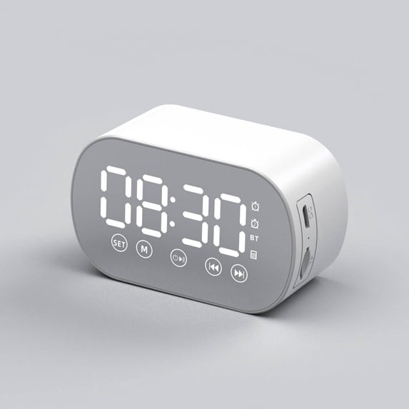 Wireless Bluetooth Speaker With FM Radio, Desktop Small Alarm Clock, Mirror LED Display, 2-in-1 Alarm Clock and SpeakerSuitable for Bedroom, Home & Office