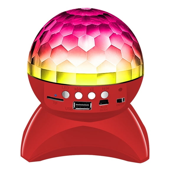 Wireless Bluetooth Speaker,LED Stage Light Wireless Bluetooth Speaker,Crystal Magic Ball Colorful Neon Light Portable Card Insertion Mini Speaker,For Holiday Parties Camping.