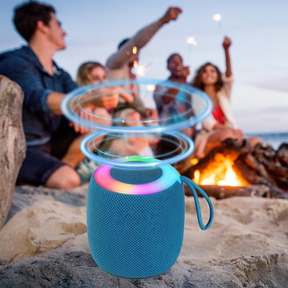 Wireless Bluetooth Speaker Mini Subwoofer, QQZ Portable Heavy Bass Small Speaker for Car, Compact Desktop Outdoor Home Audio with Stable Connection, Blue
