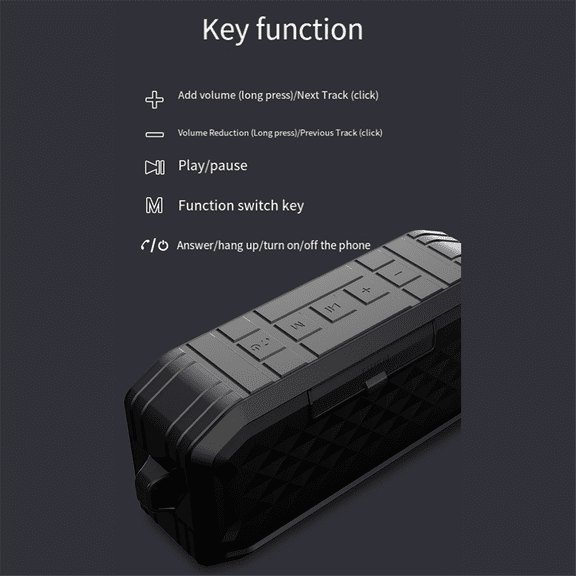 Wireless Bluetooth Speaker Waterproof Portable High Fidelity Outdoor Subwoofer Supports TF Card/USB/AUX/FM