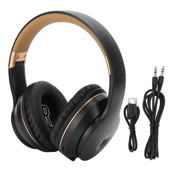 Wireless Bluetooth Stereo Headset MP3 for Music Games Computers Support Memory Cardblack golden
