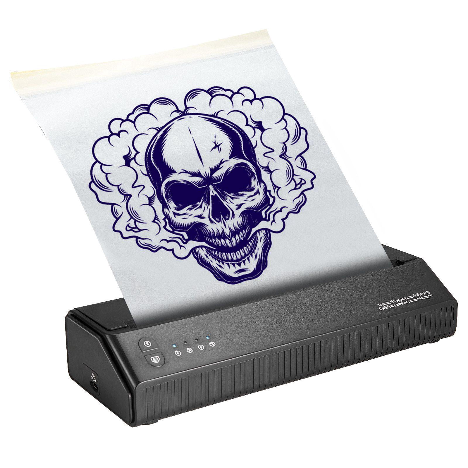 Wireless Bluetooth Tattoo Stencil Printer Machine with 10 Transfer Papers Compatible for iOS Android Phone iPad PC Includes Storage Bag