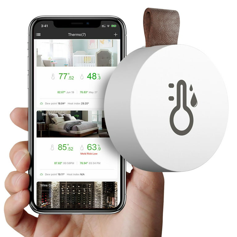 WiFi Temperature Humidity Sensor: Indoor Thermometer Hygrometer with App  Alert, Free Data Storage Export, Smart Temperature Humidity Monitor for  Home
