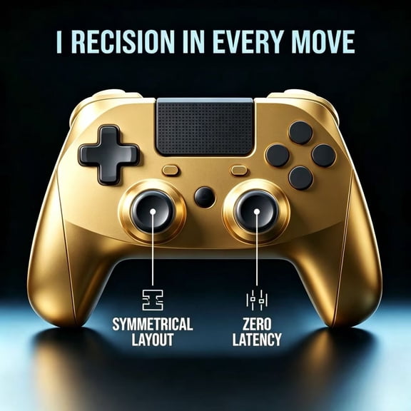 Wireless Bluetooth game controller, dual-vibration ergonomic design, non-slip ergonomic grip, low-latency dual analog sticks, suitable for multiplayer games and compatible with PS4 and PC.