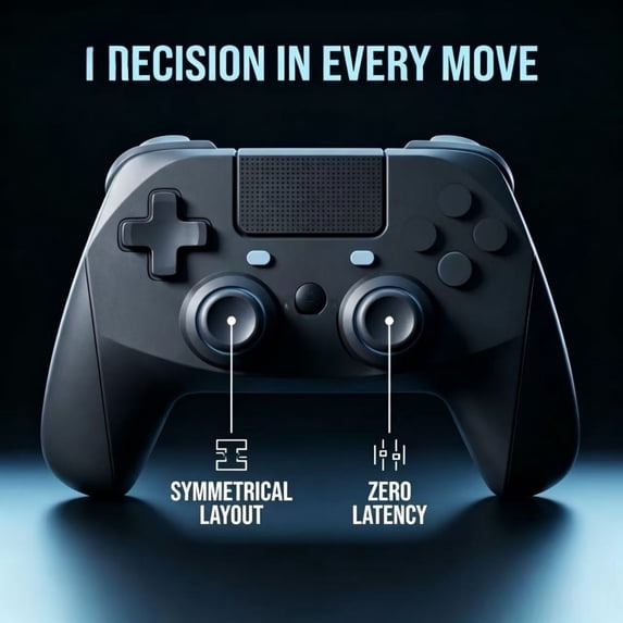 Wireless Bluetooth game controller, dual-vibration ergonomic design, non-slip ergonomic grip, low-latency dual analog sticks, suitable for multiplayer games and compatible with PS4 and PC.