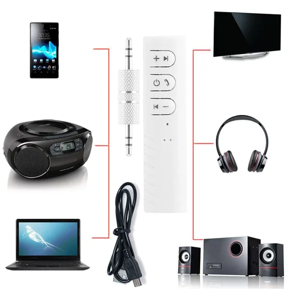 ???Wireless Bluetooth4.1 Bullet 3.5Mm Car Aux Music Receiver Audio Adapter White