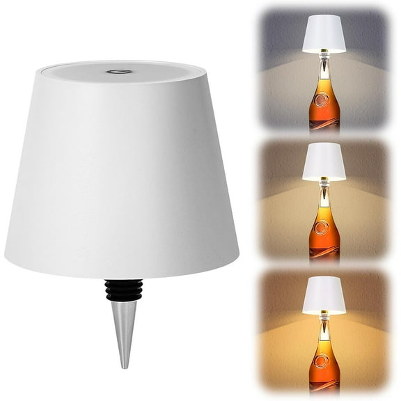 Wireless Bottle Lamp, 3 Color Stepless Dimming Rechargeable LED Wine Bottle Lights, Touch Wine Bottle Lamp with RGB Breathing Light Cordless Table Lamp for Bars Restaurants