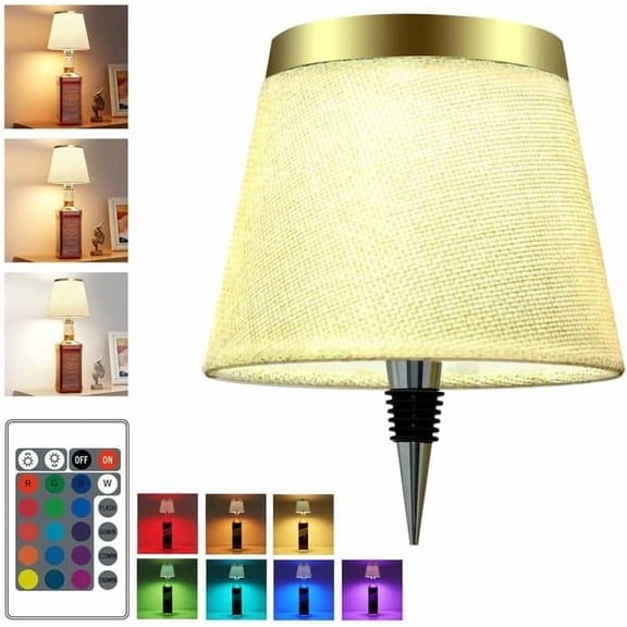 Wireless Bottle Lamp,Small Bedside Table Lamp,RGB LED Bottle Light with Remote Dimmable(RGB Gold, 1pc)