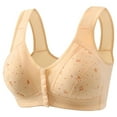 thumbnail image 1 of Wireless Bra For Seniors Button Front Clousre Push Up Bras Older Womens Floral Full Coverage Bralette Underwear, 38BC Beige, 1 of 2
