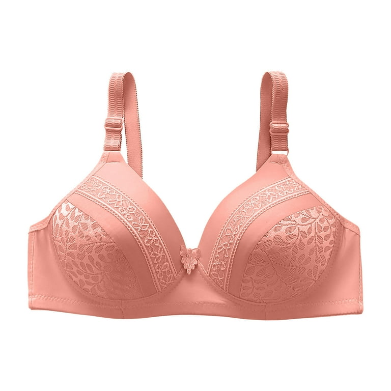 Wireless Bra For Women,Women's Front Closure Lace Bralette Triangle Bra  Wireless Padded Plunge Lightly Lined Comfort Bra(B,Watermelon Red)