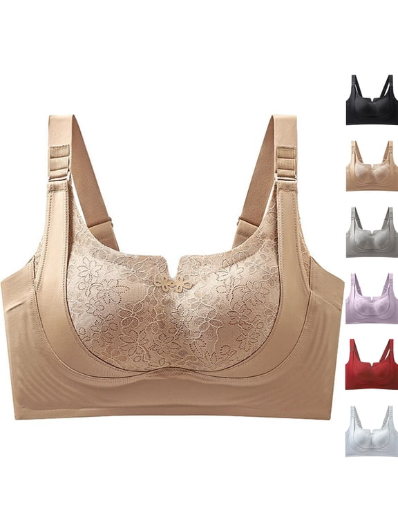 Wireless Bra Seamless Push Up Bras for Women Full Coverage Supportive Everyday 3-Grades Breast Lifter Bras Coffee 36