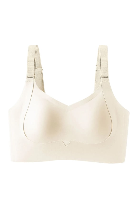 Wireless Bra for Women, Full Coverage Supportive Bra Seamless Push Up Breathable Bra Bust Shaping Wirefree Bra Criss Cross Back Seamless Push Up Daily Beach Wear, White L