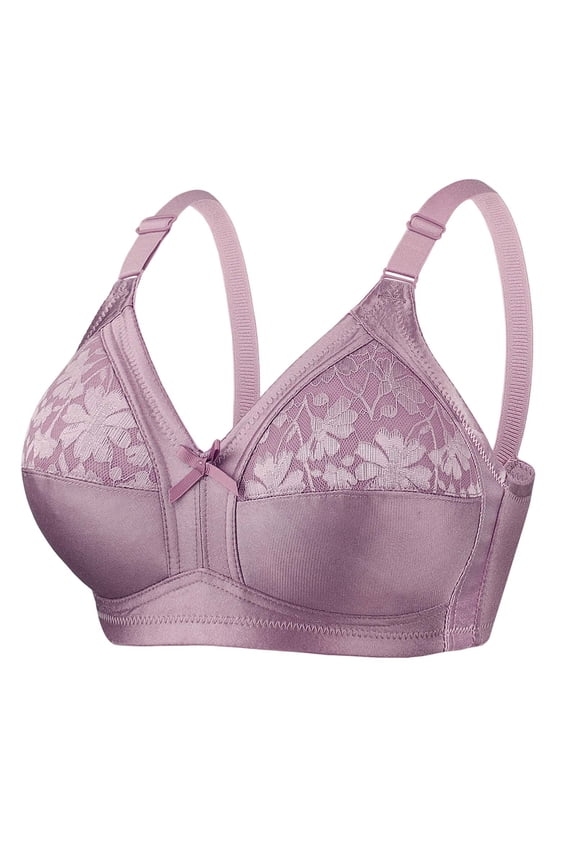 Wireless Bra Women Lace Push up Bralettes Full-Coverage Soft Comfort Everyday Bras(Pink 44CD)
