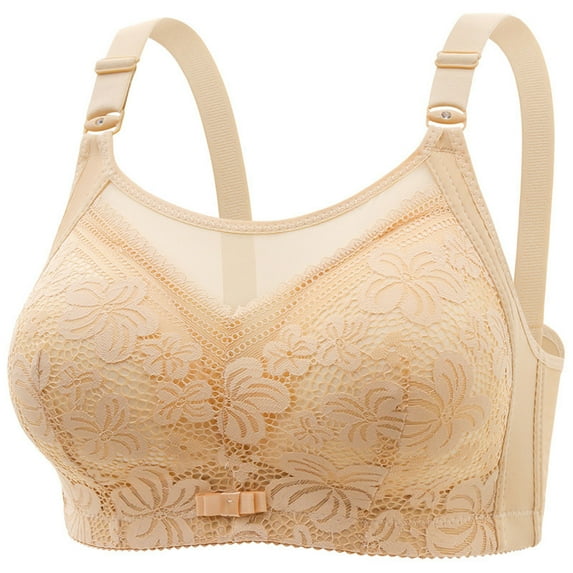 Wireless Bra Women No Underwire Bra Feature V-Neck Molded Bra Style W-878 Beige 46