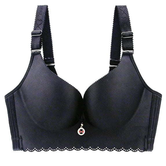 Wireless Bra For Women,No Underwire Push-Up Comfy Soft Bra,Stretchy Supportive Side Gathering Lingerie,Breathable Daily Wear For Everyday Casual Wear Black XL
