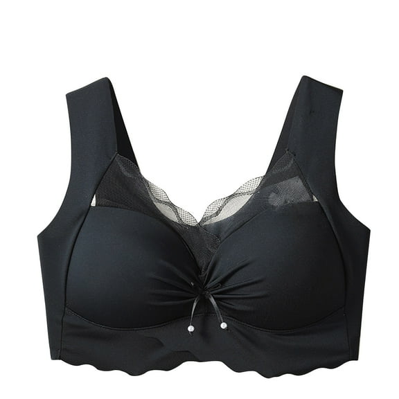 Wireless Bra Women Padded Bra Feature V-Neck Balconette Bra Style W-170 Black 3XL