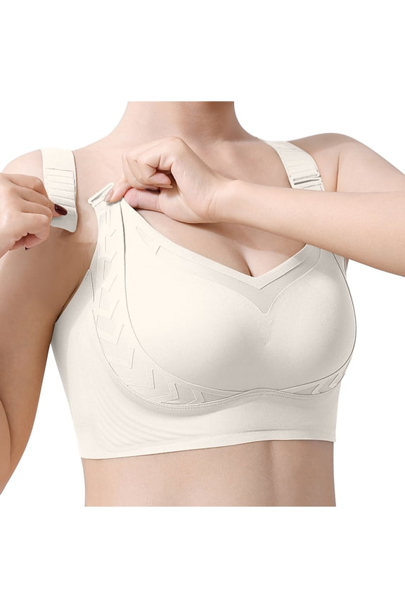 Wireless Bra for Women Seamless Lift for Sagging Breasts Push Up Full Coverage Custom Bust Shaping Bra Adjustable Strap Bralettes Supportive T-Shirt Bras, Beige 2XL