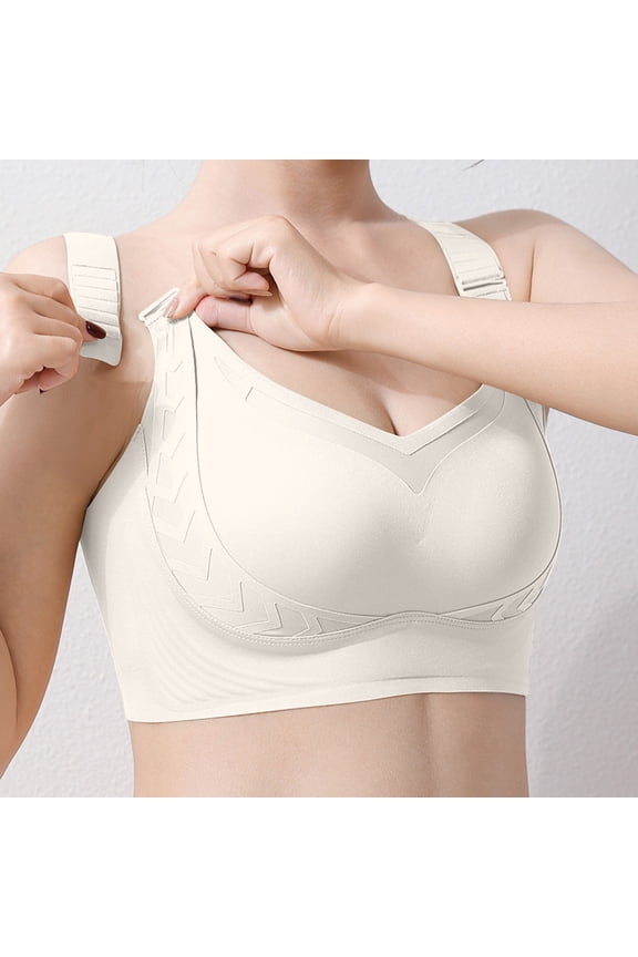 Wireless Bra for Women Seamless Lift for Sagging Breasts Push Up Full Coverage Custom Bust Shaping Bra Adjustable Strap Bralettes Supportive T-Shirt Bras, Beige 3XL