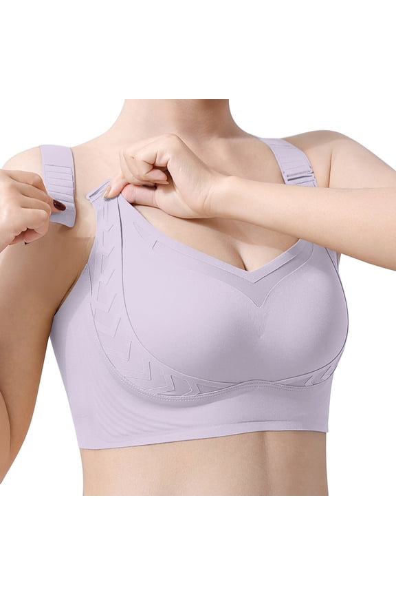 Wireless Bra for Women Seamless Lift for Sagging Breasts Push Up Full Coverage Custom Bust Shaping Bra Comfy Lightweight Adjustable Strap Bralettes Supportive T-Shirt Bras, Light Violet M