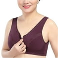 thumbnail image 1 of Wireless Bra for Women Solid Sleeveless Plus Size Lingerie Front Four Button Wide Strap Tank Bra V-Neck No Underwire Bra Feature Hook and Eye Closure Molded Bra Style Y-70 , Red-d XL, 1 of 4