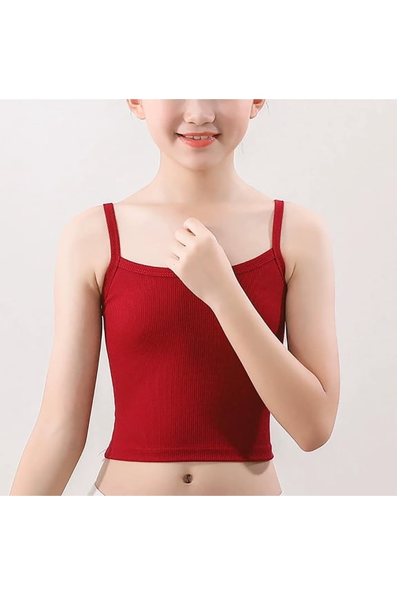 Wireless Bra for Girl New 8-12 Years Girls' Underwear Development Period Comfortable Breathable Small Student Bra Thin Style B-12 Red L