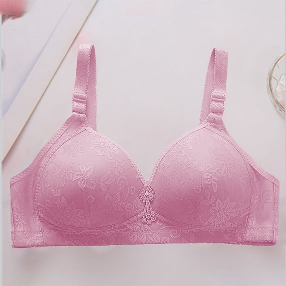 Wireless Bra for Women JIANLAI Supportive Wireless Push Up Bra Full Coverage No Underwire Seamless Plus Size for Older Women Light Pink