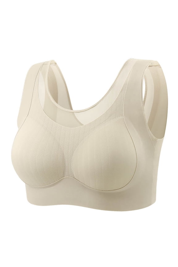 Wireless Bra for Women Seamless Comfort Bralette Lightly Padded Wide Strap for Everyday Lounge Yoga in Gray,Size 44
