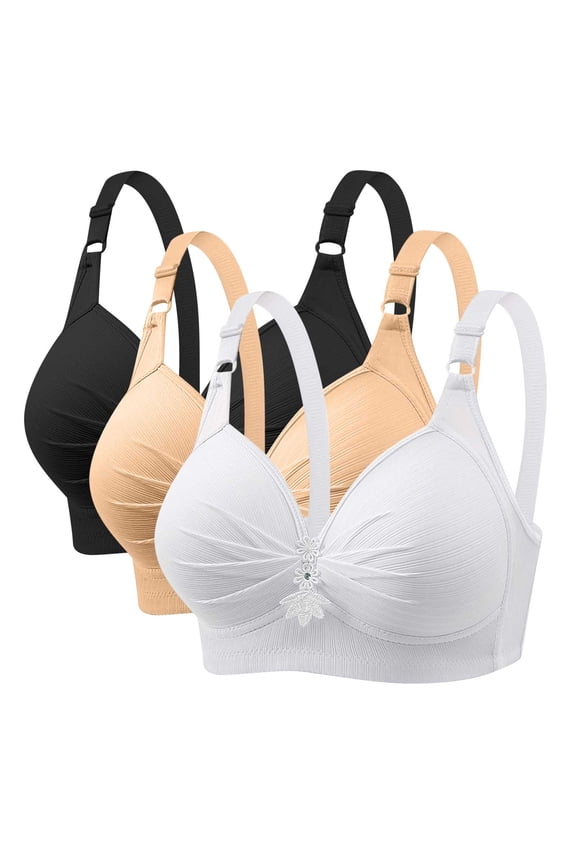Wireless Bra for Women Wirefree Seamless Bras No Underwire Comfort Bras Push-Up Padded T-Shirt Bralette, 3 Pack