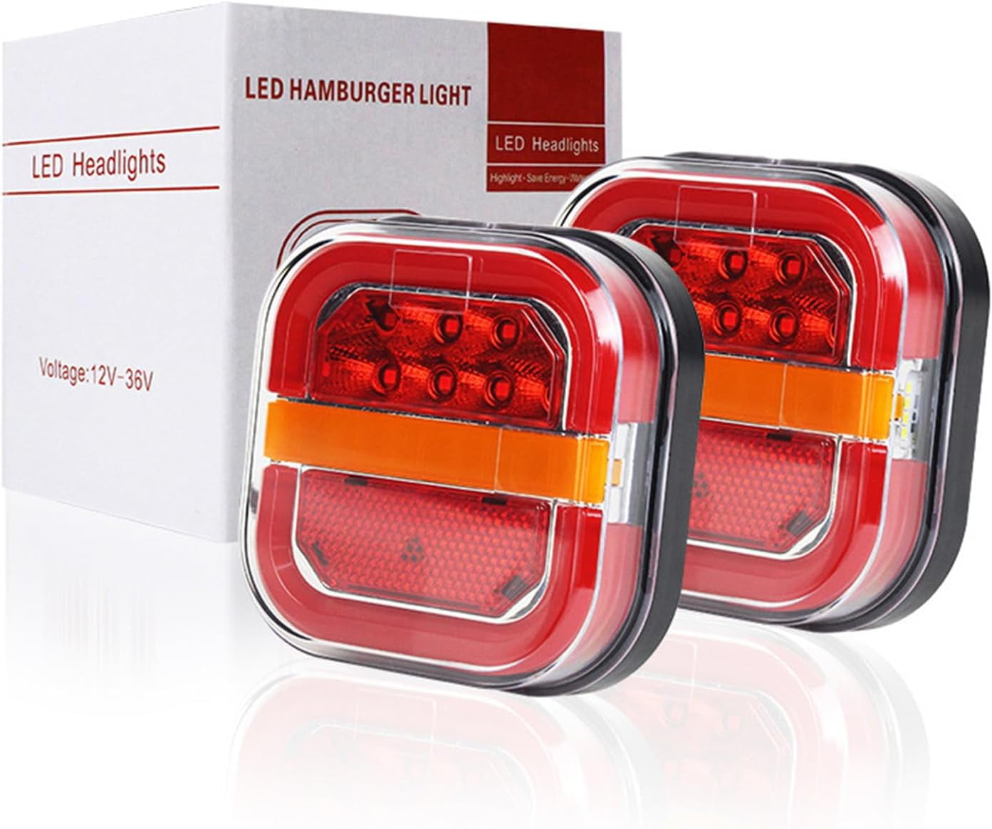 Wireless Brake Lights for Trailer, 2PCS Rechargeable Magnetic Wireless Led Trailer Rear Lights Kit, uper Bright Brake Stop Turn Reverse Tail License Lights for Towing Truck (With wire)