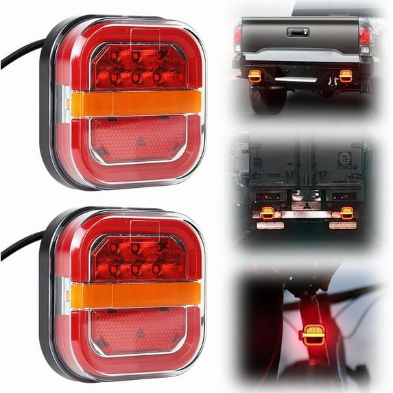 Wire Brake Lights for Trailer, 2025 New Wire Magnetic LED Rear Trailer Tail Lights Kits for Boat Truck Rv Stop Turn Signal (Regular-2 pcs)