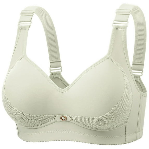 Wireless Bralettes for Women Full Coverage Solid Color Wide Shoulder Strap Underwear Anti Sagging Supportive Bras (36, Green)
