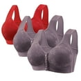 thumbnail image 1 of Wireless Bralettes for Women Plus Size Front Closure Wire-Free Soft Breathable Comfy Gathered Bra With Lightly Lined Cup And Adjustable Lace Bra, 1 of 3