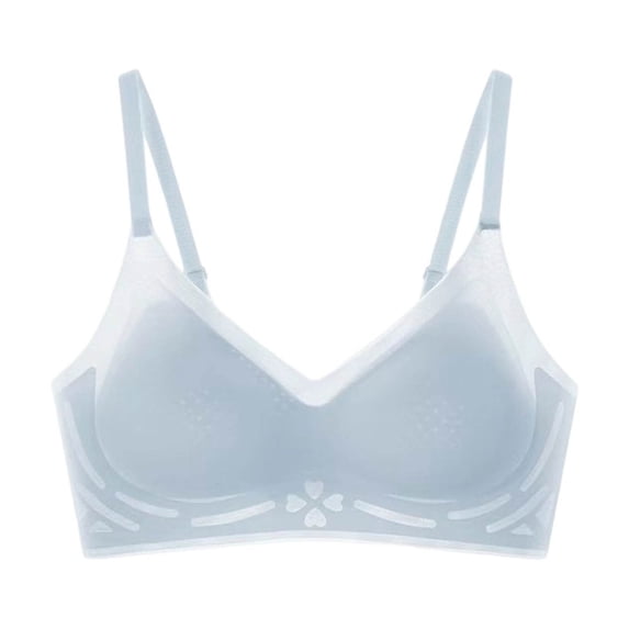 Wireless Bras For Women Color Block Full Coverage Bralettes Wirefree Push Up Breathable Comfortable Bras Everyday Wear (M, Blue)
