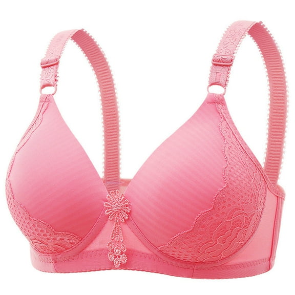 Wireless Bras Plus Size, Xunlbb Women's Non-steel Lace Stitching Comfortable And Breathable Gathered Adjustable Bra Underwear(Red,38)