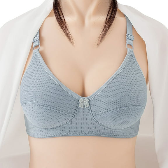 Wireless Bras Plus Size, Xunlbb Women's Sexy Comfortable Soft Solid Color Front Open Button Underwear Large Size Bra Secondary Breast(Gray,XXL)