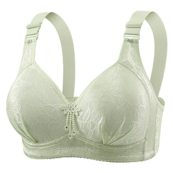 Wireless Bras for Women, Audhol Bra for Women Front Buckle Underwear Full Coverage Padded Wireless Plus Size Thin Stretchable Tank Top Bra Bras for Women Green 2XL