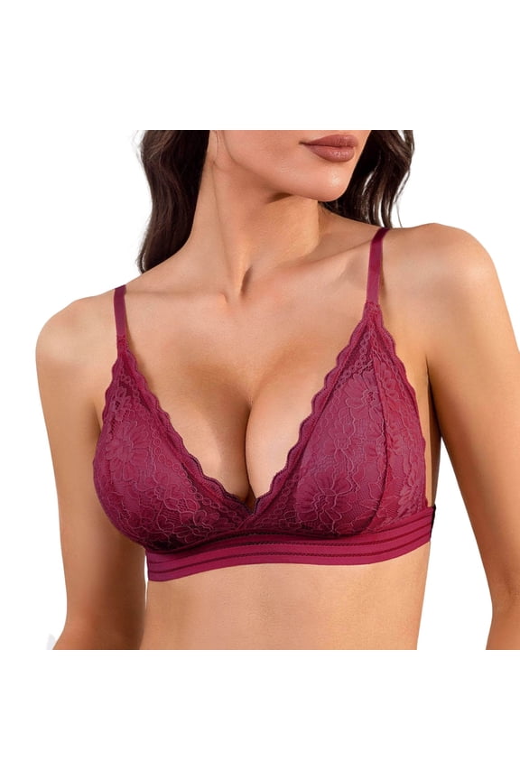 Wireless Bras for Women Decorative Panel Smooth Finish Breathable Warm Weather Comfort Comfortable Hold for Long Days Low Profile Comfort Office Leisure Daily Wear Summer Wine S