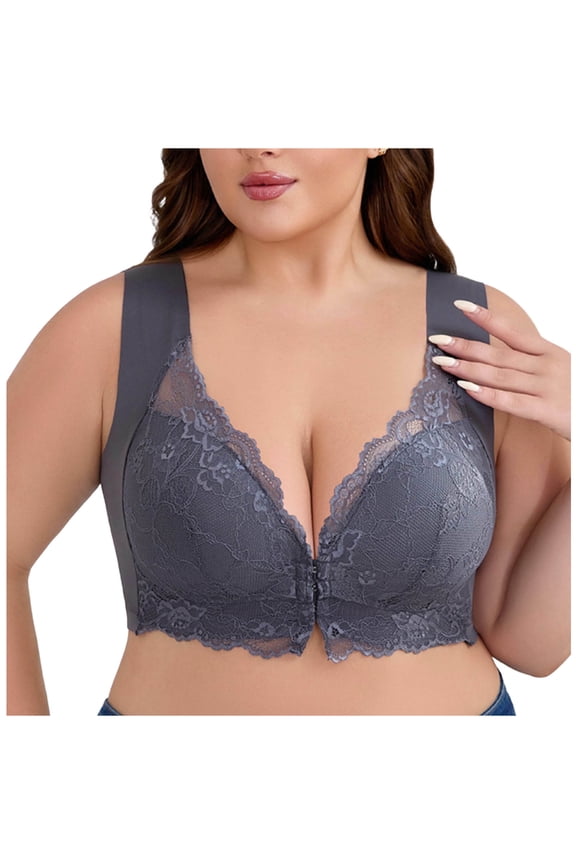 Wireless Bras for Women Decorative Panel Smooth Finish Seamless Layering Design Secure Hold without Bulk Minimal Lounge Essential Office To Weekend Wear Summer Gray XXL