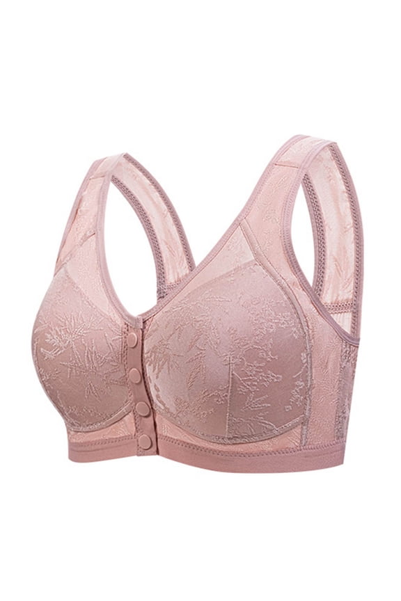 Wireless Bras for Women Easy Access Front Closure Fresh Feel During Long Days Lightweight No Show Design Minimal Lounge Essential Weekend Lounge Style Summer Pink XXL