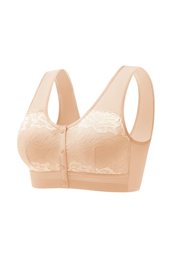 Wireless Bras for Women Easy Access Front Closure No Show Smooth Finish Lightweight No Show Design Modern Minimal Look Weekend Lounge Style Secure Hold without Bulk Summer Beige XXL