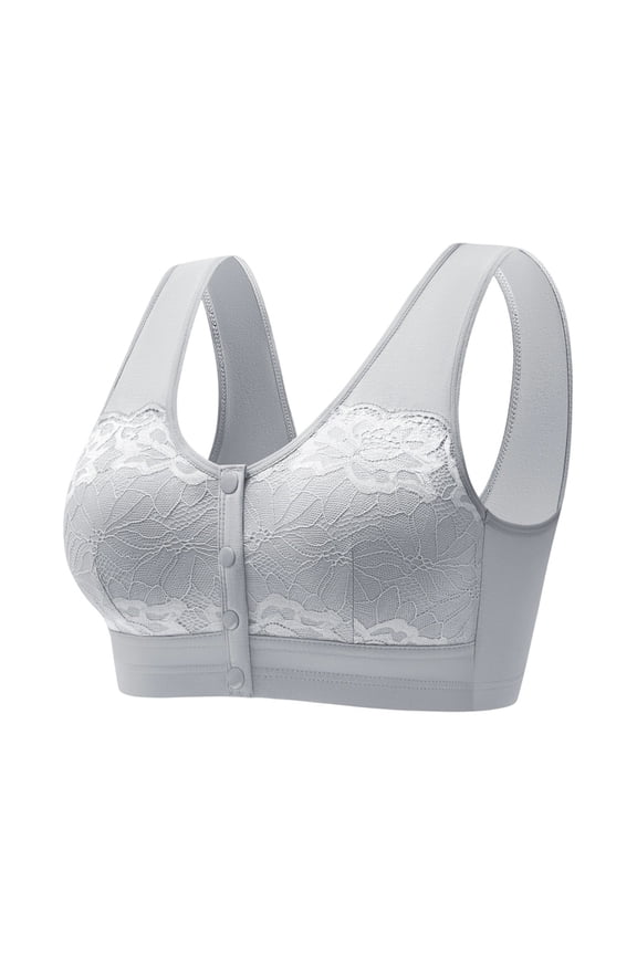 Wireless Bras for Women Easy Access Front Closure No Show Smooth Finish Lightweight No Show Design Modern Minimal Look Weekend Lounge Style Secure Hold without Bulk Summer Gray 3XL