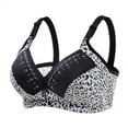 thumbnail image 1 of Wireless Bras Women Leopard-Print Front Buckles Underwear No Underwire Bra V-Neck Padded Bra Feature Hook and Eye Closure No Underwire Bra Style Y-307 , Black 36, 1 of 6